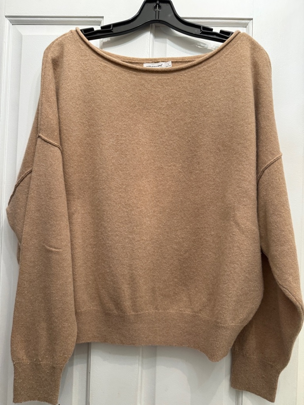 Boat Neck Women's Cashmere Sweater in Camel